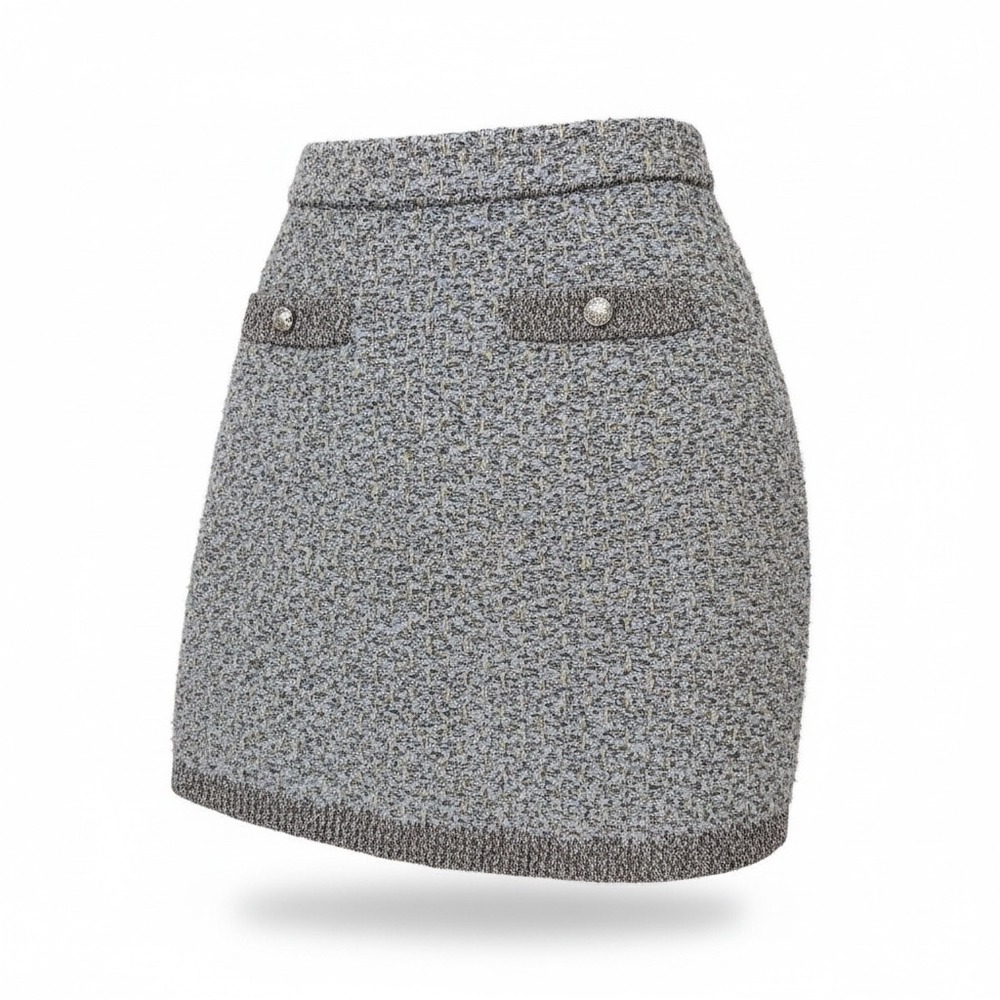 #B36 White House black market  Tweed Skirt Sz. M Blue Gold Metallic